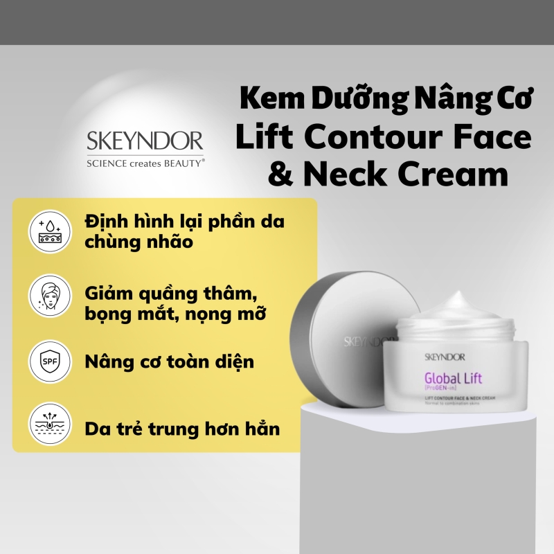 Skeyndor Global Lift Contour Face & Neck Cream_Kem dưỡng nâng cơ và định hình đường nét khuôn mặt và cổ