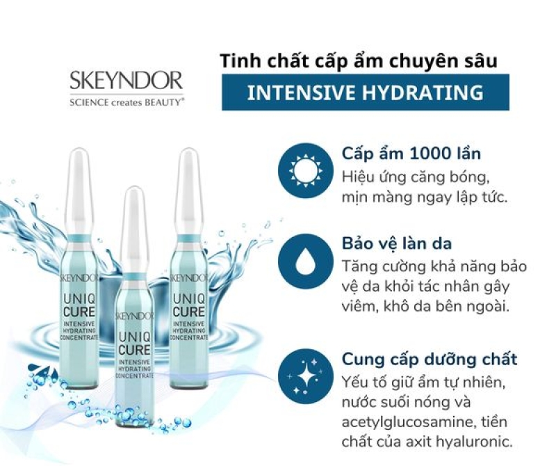 Skeyndor Uniqcure Hydrating Concentrate 7 * 2ml _ Tinh chất cấp nước chuyên sâu cho da khô nhạy cảm