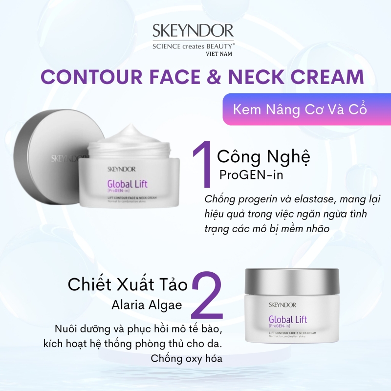 Skeyndor Global Lift Contour Face & Neck Cream_Kem dưỡng nâng cơ và định hình đường nét khuôn mặt và cổ