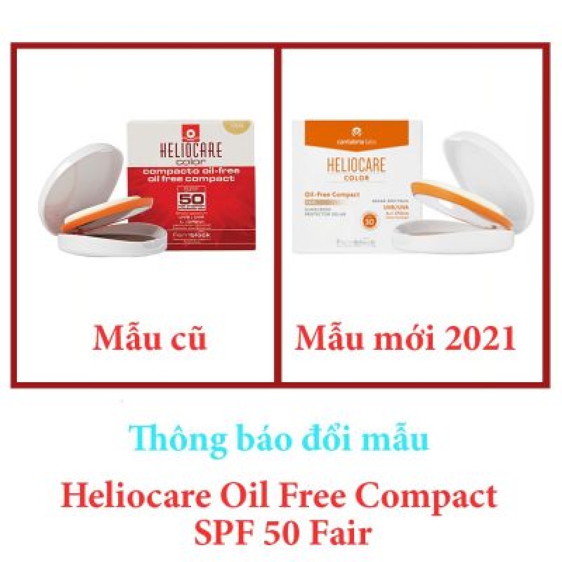 Phấn nền trang điểm chống nắng màu sáng _ Heliocare Oil Free Compact SPF 50 Fair