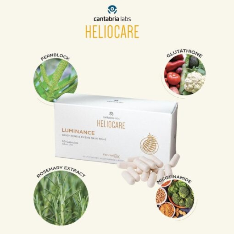 Heliocare Luminance Brightens And Evens Skin Tone _ Viên uống làm trắng và đều màu da