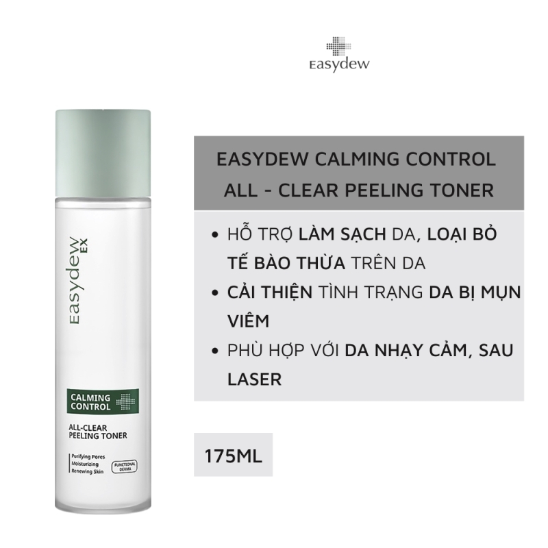 Toner cân bằng, kiểm soát nhờn và làm sạch sâu từ lỗ chân lông _ Easydew Calming Control All Clear Peeling Toner 175ml 