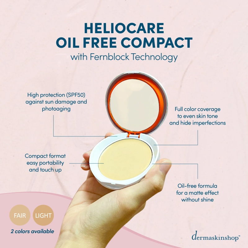 Phấn nền trang điểm chống nắng màu sáng _ Heliocare Oil Free Compact SPF 50 Fair